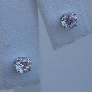 14K SOLID WHITE GOLD STUD EARRINGS .50 CT ROUND REAL LAB DIAMONDS